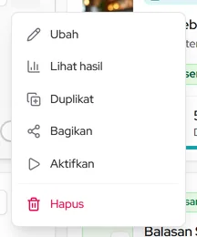 Menu ⋯ kartu automasi: Ubah, Lihat hasil, Duplikat, Bagikan, Jeda, Hapus