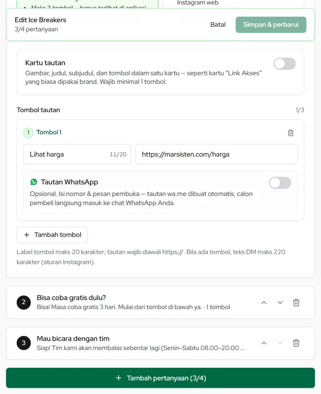 Tambah pertanyaan (maks 4)