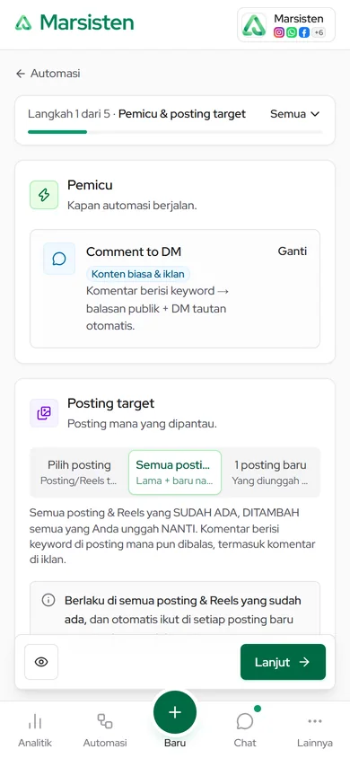 Di ponsel, tekan ikon pratinjau di bilah bawah builder